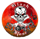 Black Rose Business Logo,skull and crossbones on a bloodmoon.